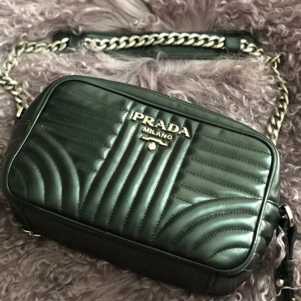 PRADA DIAGRAMME BLACK CHAIN CROSSBODY WITH DUSTBAG